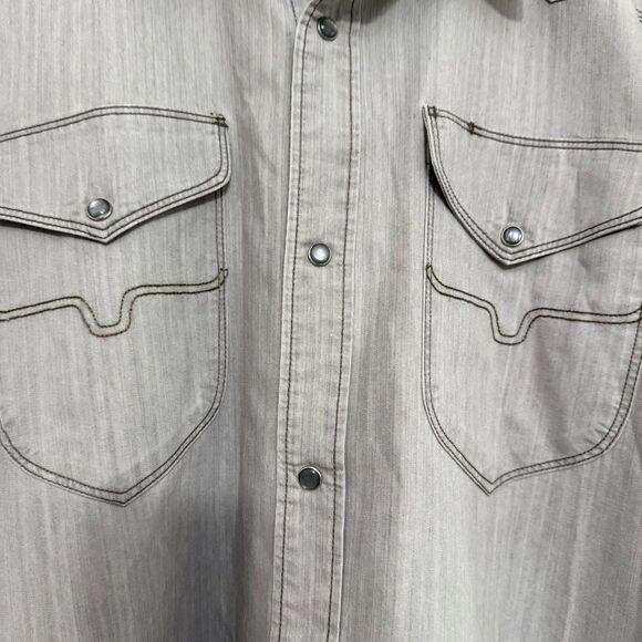 Kimes Ranch Western Long Sleeve Grimes Pearl Snap Gray Denim Shirt - Picture 5 of 16
